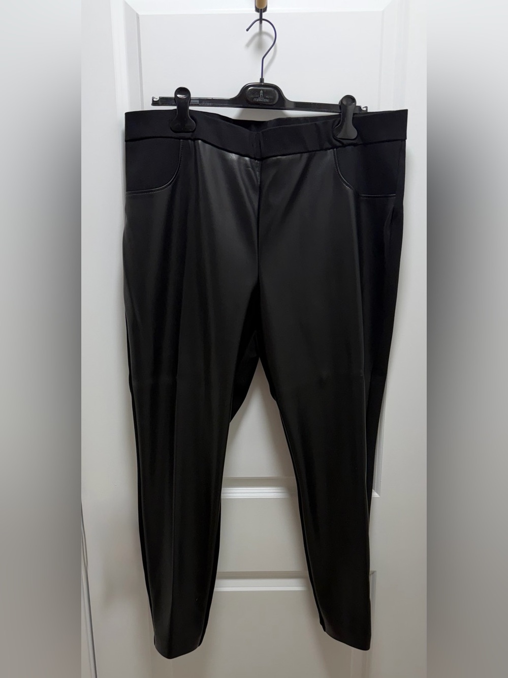 Joseph Ribkoff Black Faux Leather Jogger Pants